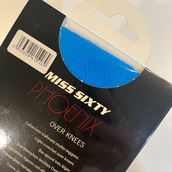 Y2K deadstock Miss Sixty thigh high turquoise nylons - Picture 4 of 6